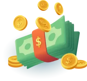 Icono de dinero y monedas en crecimiento