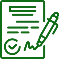 Documento con check verde y lápiz