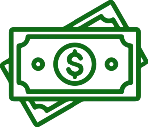 Icono de billetes con símbolo de dólar