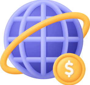 Globo terráqueo con moneda y conexión