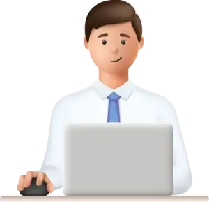 Hombre de traje con laptop