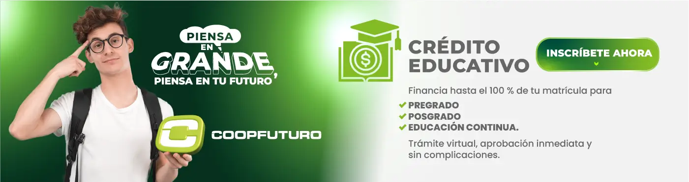 Estudiante accediendo a crédito educativo con coopfuturo